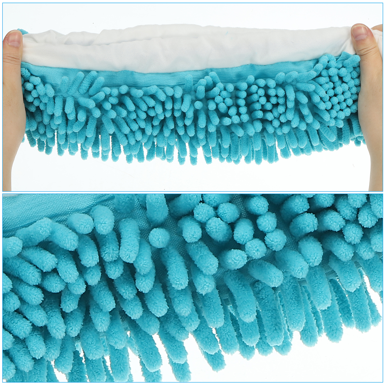 Unique Bargains Mop Slippers Microfiber Floor Cleaning Cover Chenille Duster 4Pcs Blue