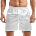 thumbnail image 2 of RYDCOT Mens Satin Boxer Shorts Silk Pajama Bottom Lounge Sleep Shorts for Men White, 2 of 3