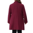 thumbnail image 4 of DARING DIVA Women's Plus Size Winter Pea Coat Double Breasted Notch Lapel 2X Burgundy, 4 of 6