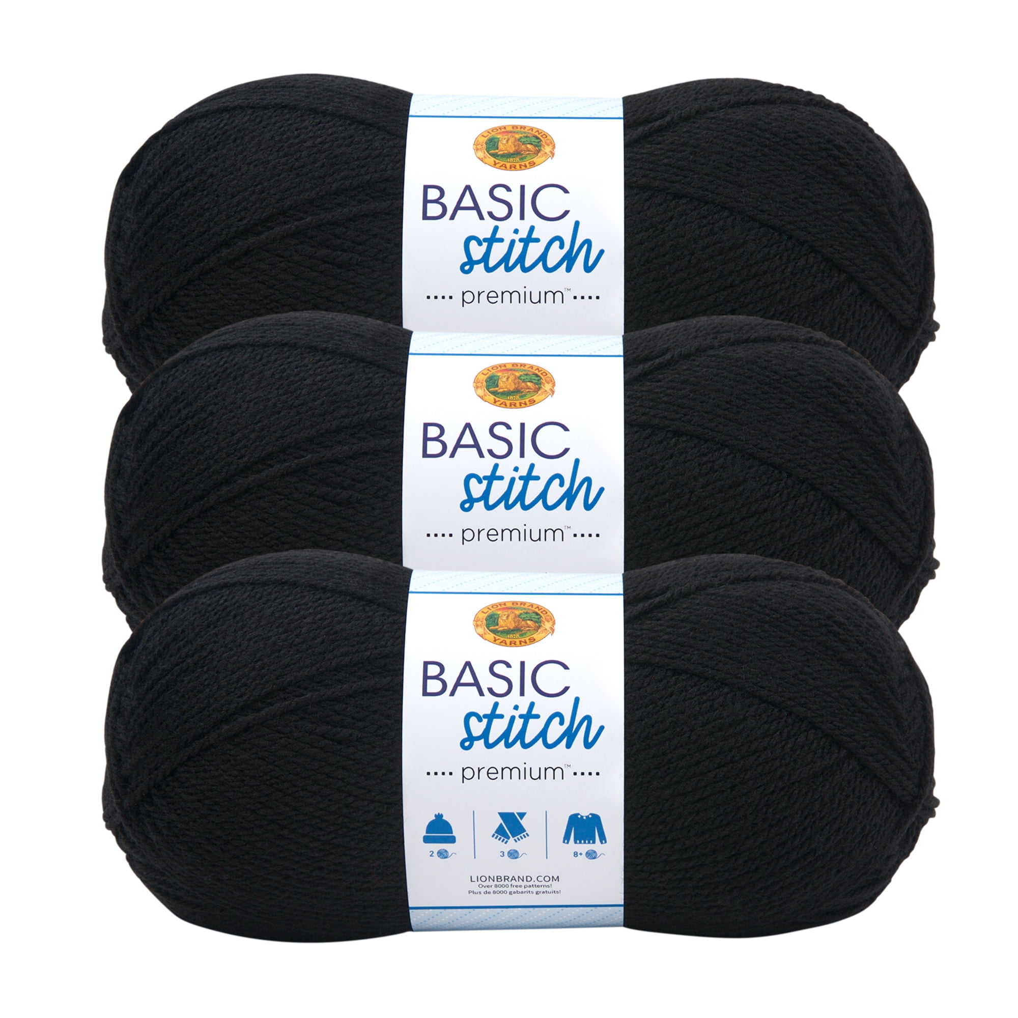 Lion Brand Yarn Basic Stitch Premium Black Premium Medium Acrylic Black