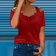 thumbnail image 1 of ICHUANYI ClearanceFashion Women's Summer V-Neck Casual Lace Patchwork Solid Caims Blouse Top(Wine, XXL) ICHUANYI WER20232080502879, 1 of 8