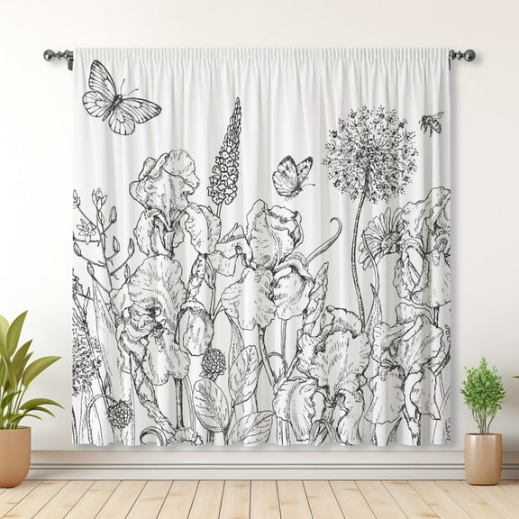 Modern Simple Style Curtains, Flower Curtains, Bedroom Blackout Curtains, Suitable For Living Room And Bedroom Decoration(Rod pocket)