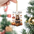 thumbnail image 2 of Hello Fall Abyssinian Scarf Welcome Autumn with Leaves Pumpkins Acrylic Benelux Ornament Cat Lover Kitten Owner Gifts Home Tree Decor - 00011, 2 of 4