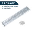 thumbnail image 4 of Juegos de radios de bicicleta Unique Bargains, tono plateado, tuerca de 1 juego, acero al carbono galvanizado, tono plateado - 291 mm, 4 of 7