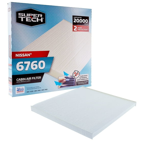 SuperTech Cabin Air Filter 6760, Replacement Air/Dust Filter for Nissan Fits select: 2007-2012 NISSAN ALTIMA, 2009-2014 NISSAN MURANO