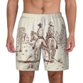 thumbnail image 3 of Uemuo Cowboys Riding Horses Pattern Mens Swim Trunks Quick Dry Board Shorts with Mesh Lining, Stretch Beach Shorts Quick Dry No-Chafing Board Shorts-Large, 3 of 9