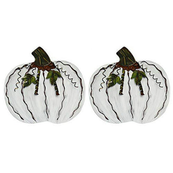 Attraction Design Metal Fall Pumpkin Decor, Indoor Outdoor Standing Flat Pumpkin Decoration for Autumn Harvest Thanksgiving Halloween Decoration Home House Kitchen Decor 12"X12"X1"