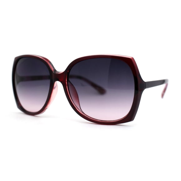 Womens Classic 90s Oversized Round Butterfly Fashion Sunglasses Burgundy Pink Smoke