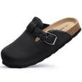 thumbnail image 3 of Comwarm Vegan Leather Clogs for Womens Mens, Cork Footbed Potato Slip On shoes for Women with Arch Support, Black, 3 of 6