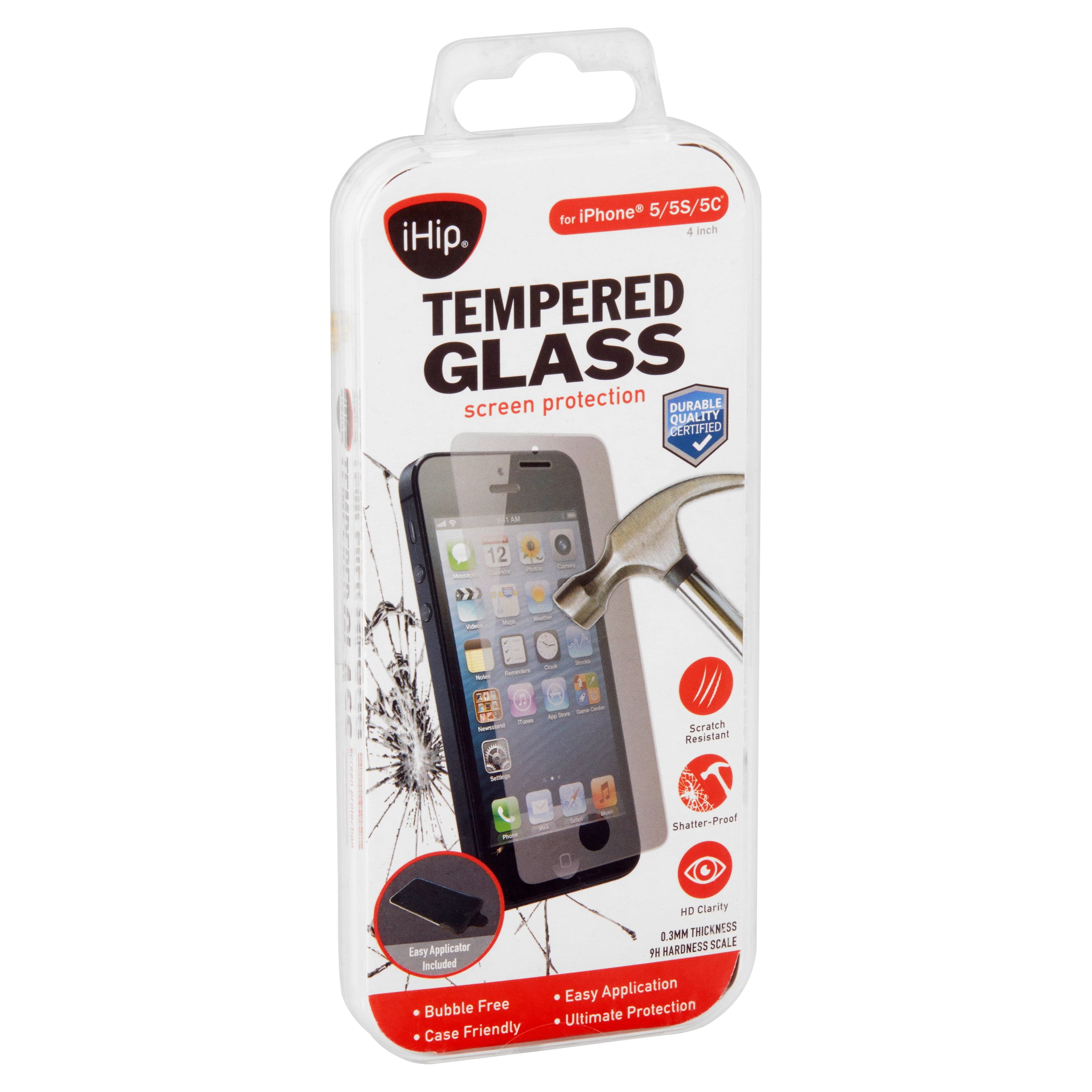 iHip Tempered Glass HD Screen Protector Shatter and Scratch Resistant - iPhone 5/5s/5c