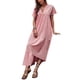 thumbnail image 3 of TRKIYQC, vestido suelto de manga corta para mujer, Color sólido, cuello en V, dobladillo Irregular, elegante vestido de fiesta de playa de verano, ropa de calle de vacaciones TRKIYQC Casual, 3 of 9