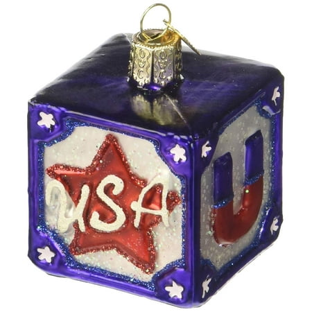Christmas Glass Blocks - Old World Christmas USA Block Glass Blown Ornament