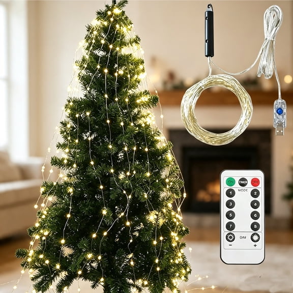 Fairy Lights with Remote, Christmas Lights Waterfall Tree - 8 Modes Waterproof Timer LED String
