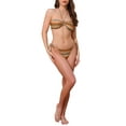 thumbnail image 2 of Conjuntos de bikini de patrón de ondas a rayas en bloques de color para mujer, 2 piezas, parte superior tipo halter y parte inferior triangular, trajes de baño grandes en naranja y amarillo, 2 of 5