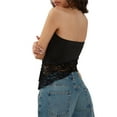 thumbnail image 5 of Women´s Summer Skinny Tank Tops Black Sleeveless Off Shoulder Irregular Lace Floral Bandeau, 5 of 7
