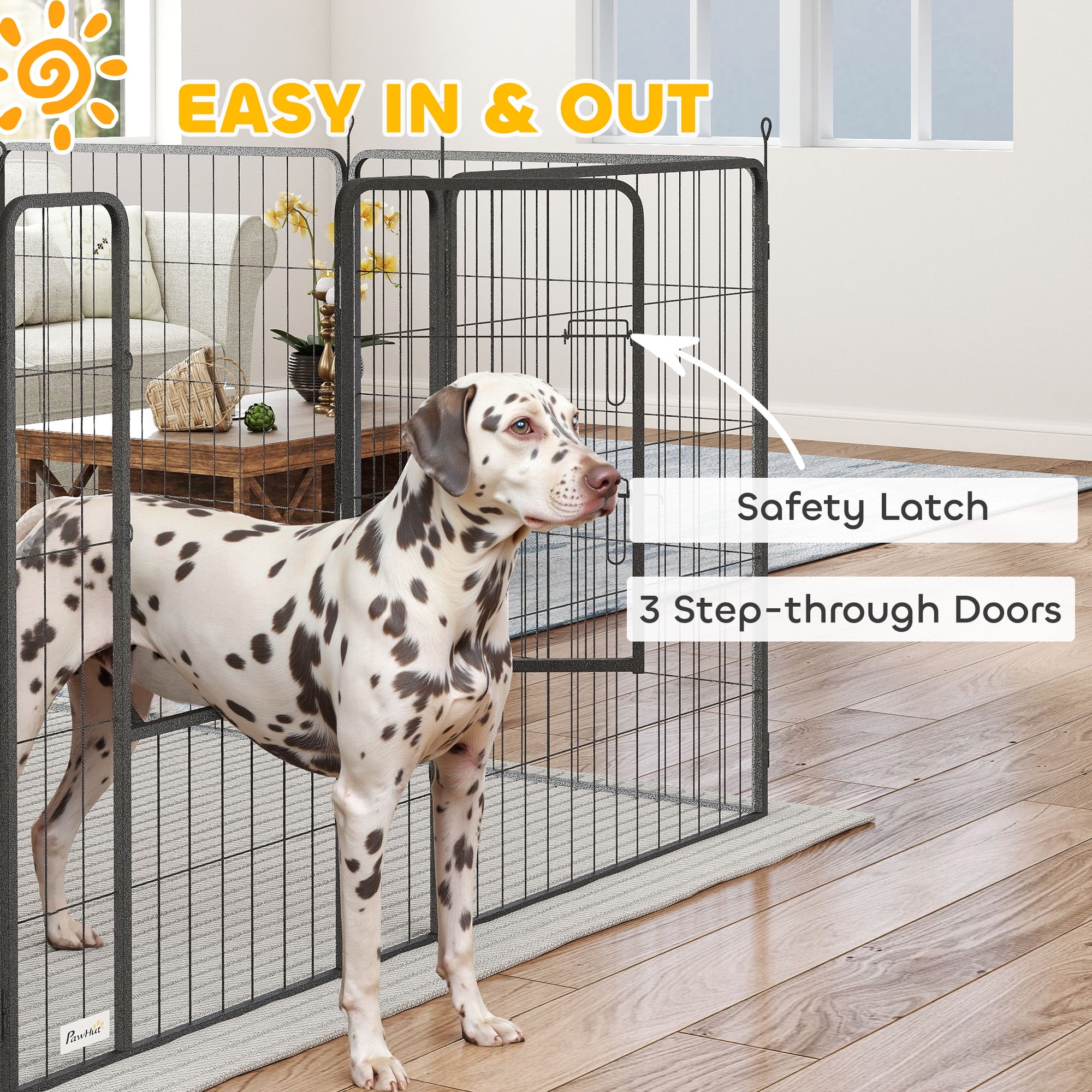 PawHut 39" H Dog Playpen for Indoor and Outdoor, 24 Panels Puppy Play Pen with Lockable Door, DIY Shape Pet Exercise Fence for Multiple Dogs, Gray