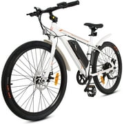 Angle View: ECOTRIC Electric Bike for Adults 26" White Ebike with 350W Motor, 20MPH Electric Mountain Bike with LED Display, Removable 36V/12.5Ah Battery, Shimano 7 Speed Gears, UL Certified E-Bike