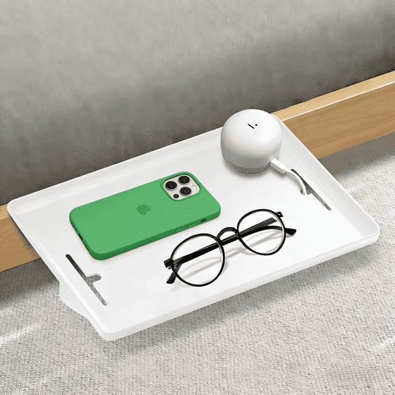Bunk Bed Bedside Tray - Floating Nightstand with Cable Management, White Dorm Room Essential for Top Bunk/Bedrooms
