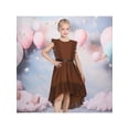 thumbnail image 2 of Sunny Fashion Girls Dress Coffee Ruffle Butterfly High Low Irregular Hem Sweet Birthday Party 10 Years, 2 of 7