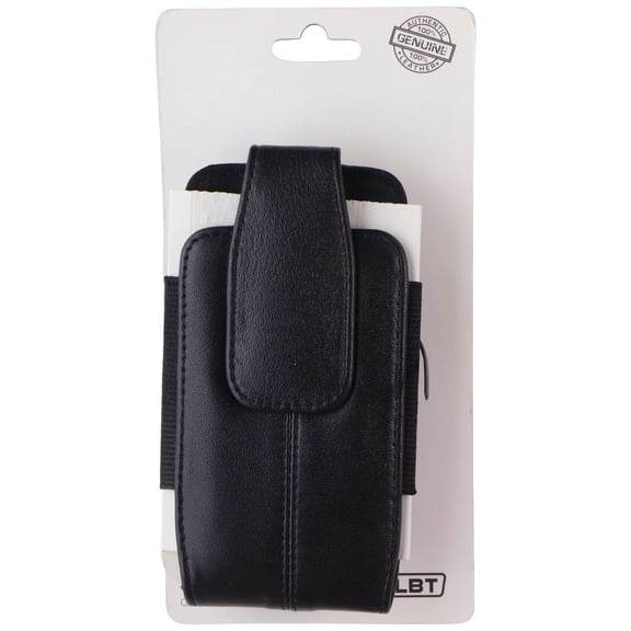 LBT Genuine Leather Phone Holster with Belt Clip & Magnetic Top Clasp - Black