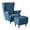 Blue, variant on Velvet Stretch Wing Chair Cover Set, Wingback Chair Cover with Ottoman Cover 3 Piece Soft Wingback Chair Slipcover Removable Washable Ottoman Slipcover-Navy Blue-3 Pieces