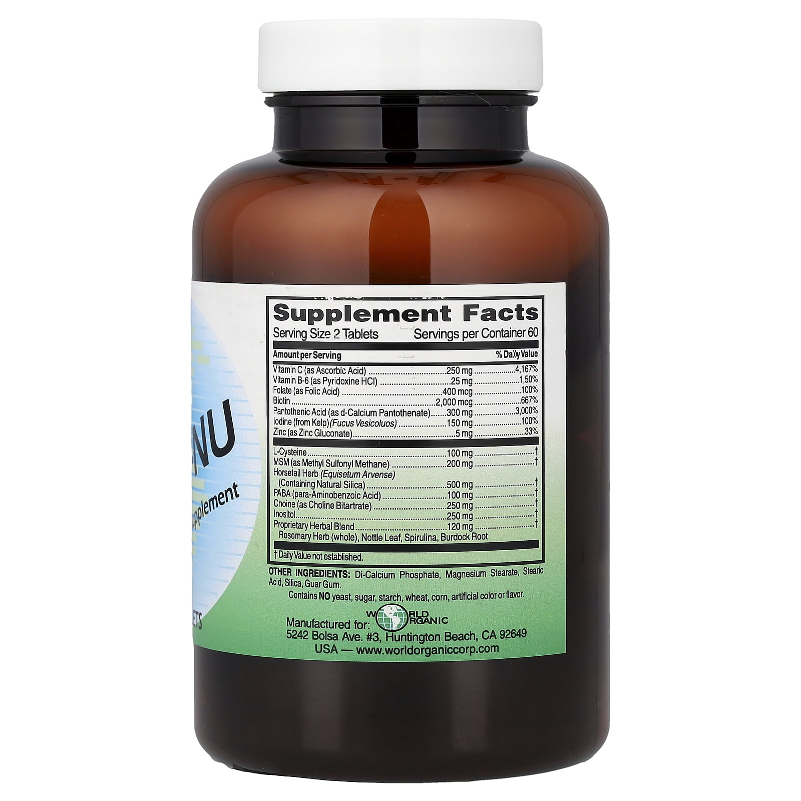 World Organic HAIR-NU, 120 Tablets