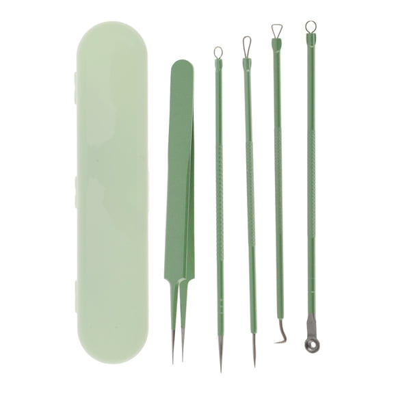 Unique Bargains Durable Straight Clip Pimple Extractor Tool Kit Green 1 Set