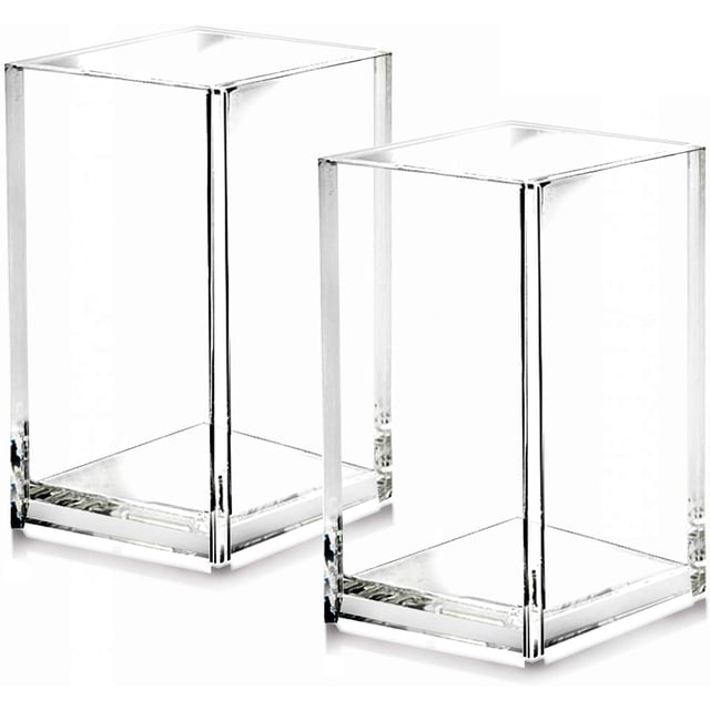 Paquete de 2 portalápices de acrílico transparente, soporte para accesorios de escritorio, organizador de almacenamiento de brochas de maquillaje, organizador de papelería de escritorio de diseño mode Namotu CZBG-XM5