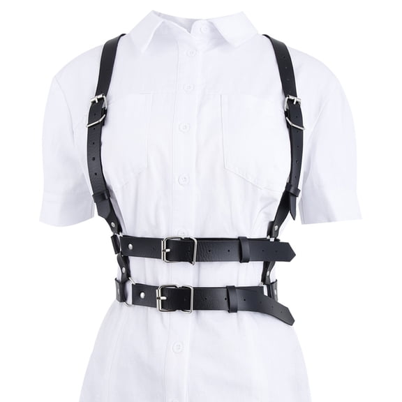 Peiiwdc Punk Waist Belt Women Halloween Leather Skinny Body Adjustable Y Shape Suspender Belts