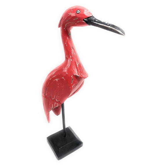 Decorative Wooden Heron Bird 14" - Red Rustic Coastal Decor | #ort1705034r