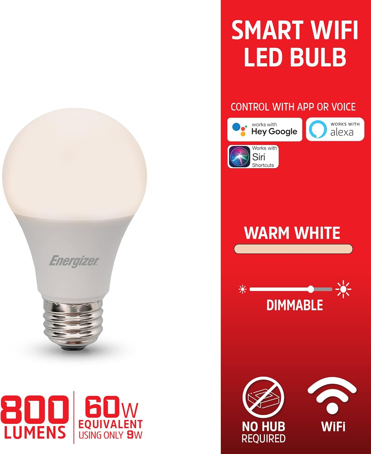Energizer Connect Smart A19 LED Bulbs, Warm White, 2-Pack photo 2