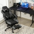 thumbnail image 4 of Gymax Chaise de Bureau pour Ordinateur Chaise de Jeu Réglable Pivotante avec Repose-Pieds Gris, 4 of 10