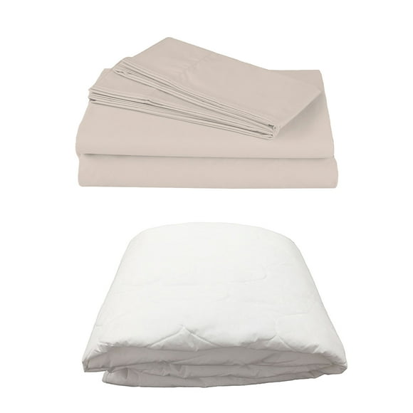 Juego de Sábanas Individual Spring Air Basic Crema + Protector de Colchón