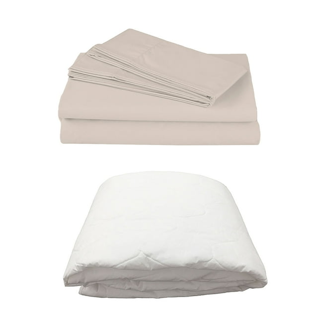 Juego de Sábanas Individual Spring Air Basic Crema + Protector de Colchón
