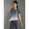 thumbnail image 2 of Charmo Workout Tops for Women Short Sleeve Seamless Gym Shirts Gradient Yoga Top Slim Fit, 2 of 6
