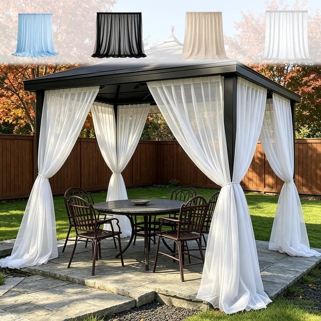 Rideau en Maille Bleu pour l'Extérieur, Rideaux à Passe-Tringle, Résistant à la Décoloration, Imperméables, Draperies en Polyester pour Patio, Pergola, Véranda Ensoleillée (1 Pce) par JASKFLY