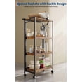 thumbnail image 4 of Large 4-Tier Collapsible Wooden Storage Shelf with Locking Wheels 100 lbs Capacity No Assembly Required Space-Saving Organizer for Kitchen Garage Workshop Home, 4 of 8