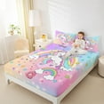 thumbnail image 4 of Feelyou Dreamy Unicorn Kids Bed Sheets, Cartoon Rainbow Cloud King Sheets, Glitter Stars Print Sheet Set, Microfiber Bedroom Decor, 4-Piece, 4 of 7