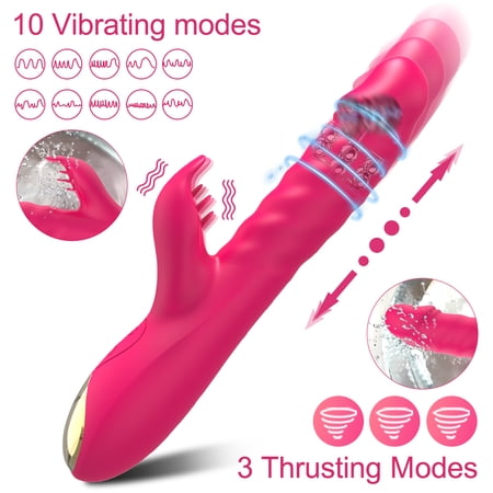 Thrusting Rabbit Vibrator for Women, Sex Toys with Vibrations & Tongue ...