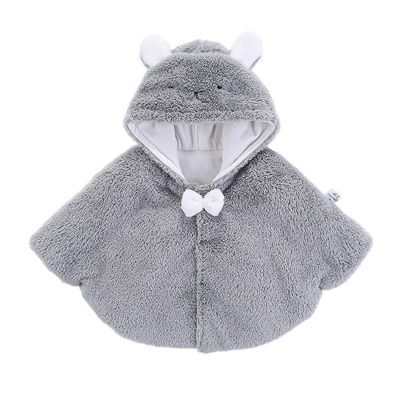 ZXLBBD Girls Winter Coat Jacket with Hood Cute Cartoon Cape Windproof Warm Padded for Toddler Baby Casual Relaxed Fit Outdoor Daily Wear Size 0 Y-3 Y