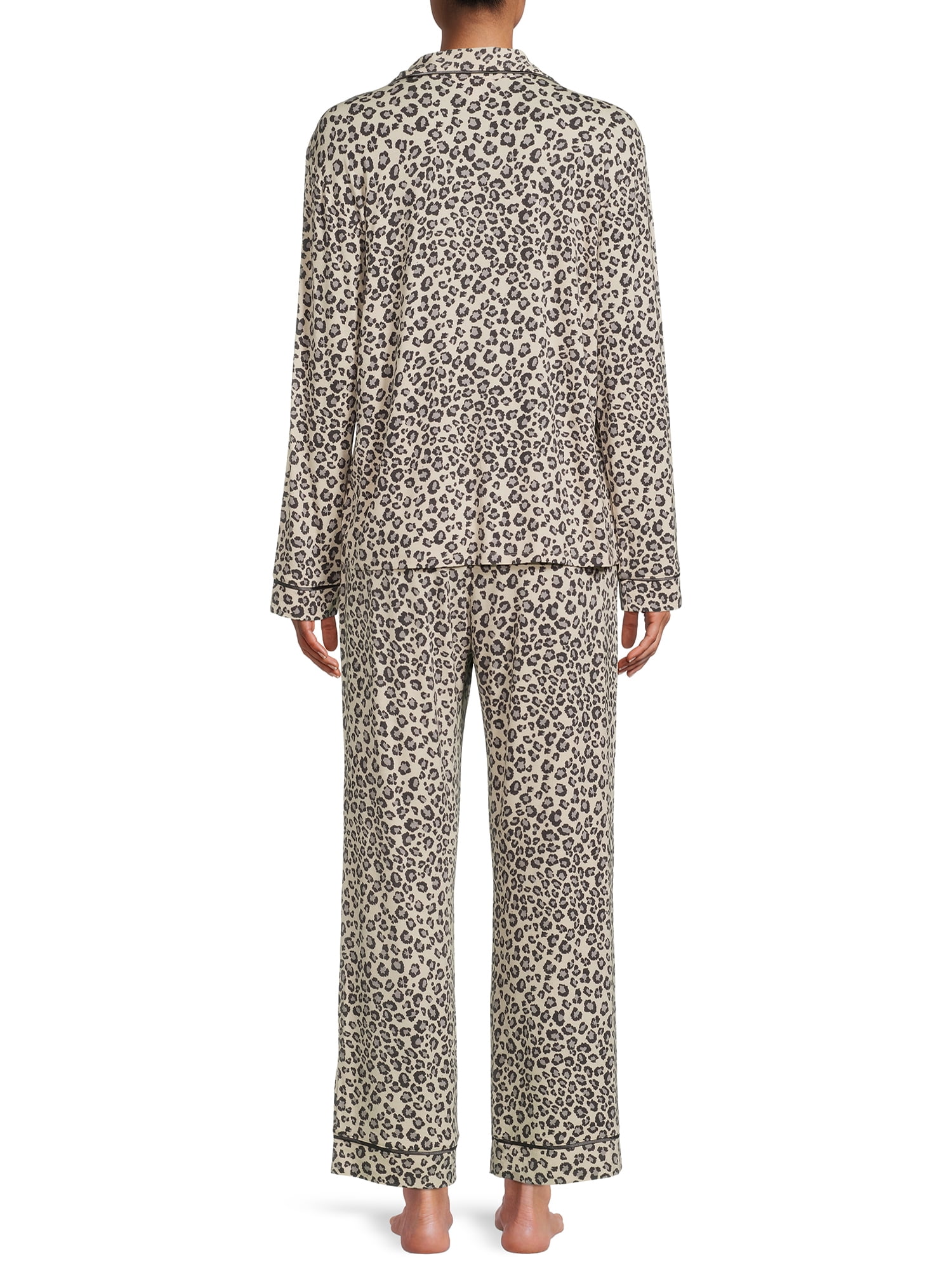 Sealy Women’s Long Sleeve Notch Collar Top and Pants Sleepwear Set, 2-Piece