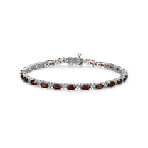 Forever Facets Sterling Silver Genuine Garnet and Diamond Accent Tennis Bracelet, Adult Female