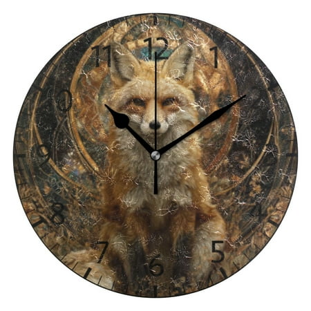 BZSMCE Decorative Wall Clock Size：25cm Arcane Fox Medallion Pattern
