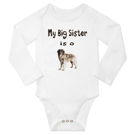 

My Big Sister is a Leonberger Dog Cute Baby Long Sleeve Bodysuit Boy Girl (White 12-18M)