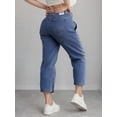 thumbnail image 3 of Large Women'S Jeans, Medium Blue Wide Leg Pants, Vintage Patchwork Pants, 3 of 9