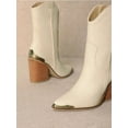 thumbnail image 2 of Women’s Western Chunky Heel Metal Pointed Toe Cowgirl Ankle Boots, 2 of 2