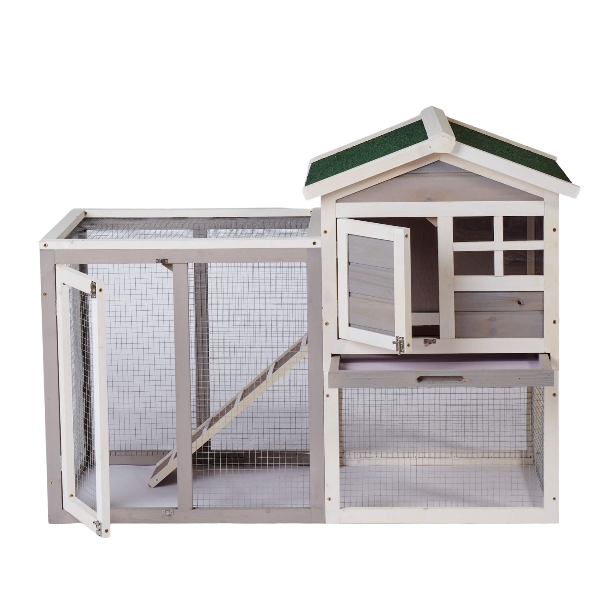 Kadyn 48 Inch Portable Coop, Outdoor Wooden Coop Rabbit Hutch Poultry Cage with Ramp, Grey Kadyn 48 Inch Portable Coop, Outdoor Wooden Coop Rabbit Hutch Poultry Cage with Ramp, Grey