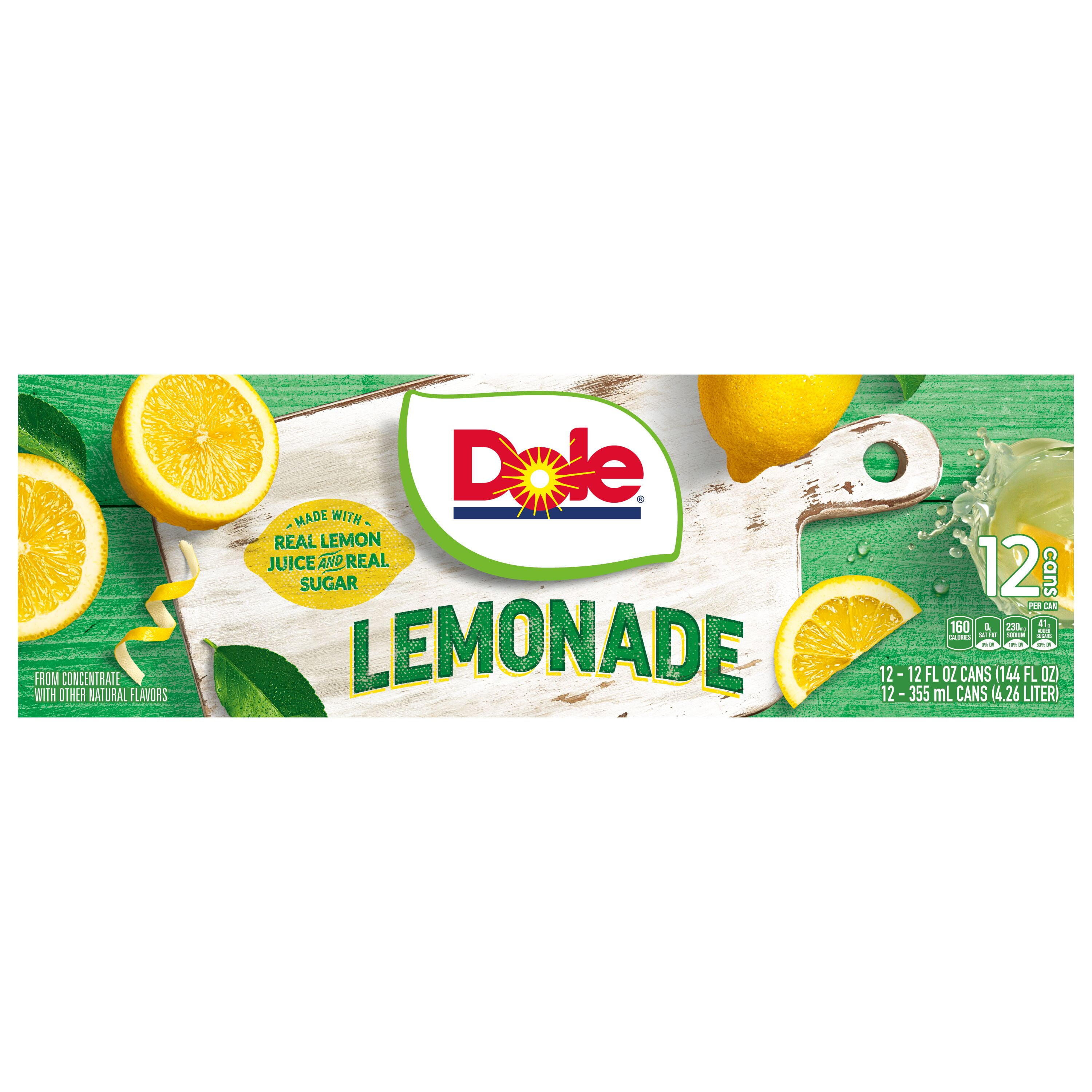 Dole Lemonade Juice Drink, 12 fl oz 12 Pack Cans