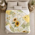 thumbnail image 5 of Sunflower Honeybee Patchwork Farmhouse, Rustic Botanical Portrait, Warm Flannel Blanket for Ranch House and Living Room, Garden Lovers Housewarming Gift, Rustic Home Decor, 5 of 9