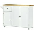 thumbnail image 1 of CoSoTower Rolling Kitchen Island with Storage, Utility Kitchen Island Cart with Drawer, Cabinets, Towel Rack and Rubber Wood Top, 1 of 7